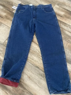 Cabelas NEW Roughneck Men 38x32 Fleece Lined Relaxed Fit Denim Jeans Dark Blue - Image 1 of 4