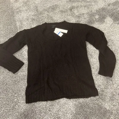 Suéter negro de manga larga tejido acanalado negro Calvin Klein Jeans 36009 nuevo con etiquetas Foto 1 de 4