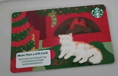 Starbucks Cozy  White Cat Christmas 2025 Gift Card, Collectible, Mint - Image 1 of 3
