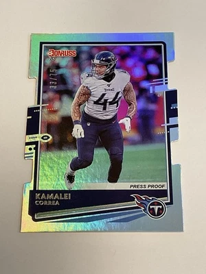2020 Donruss Kamalei Correa Press Proof Silver Die-Cut #33/75 Tennessee Titans - Image 1 of 2