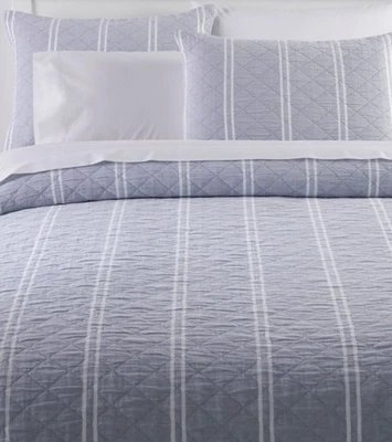LL Bean King Size Blue & White Stripe Quilt BedSpread Good Condition - Image 1 of 4