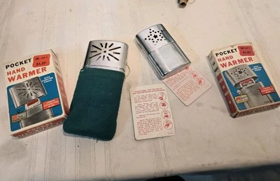 2 VINTAGE POCKET HAND WARMERS,  K-Mart PLATINUM W BAG   With  BOXES Hong Kong - Image 1 of 4