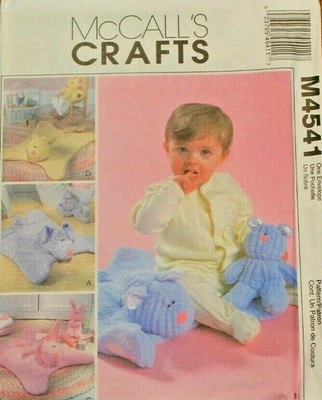 McCall's 4541 Infants Cuddle Mats & Toys (Dog Bear Bunny Kitten) Sewing Pattern - Image 1 of 4