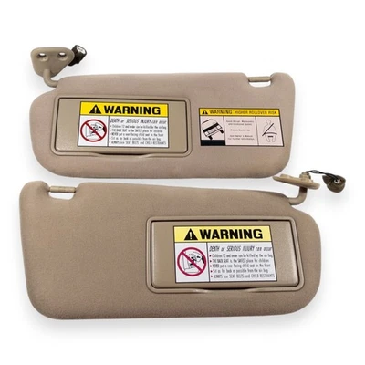 2001-2004 Hyundai Santa Fe Driver & Passenger Side Sun Visor Pair Tan Lighted - Image 1 of 4