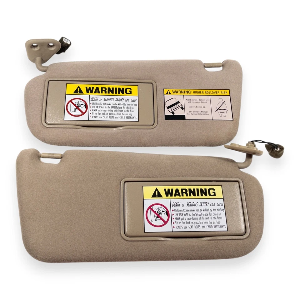 2001-2004 Hyundai Santa Fe Driver & Passenger Side Sun Visor Pair Tan Lighted - Image 1 of 4
