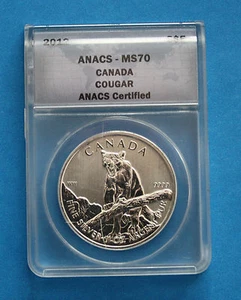 CANADA - 2012 Silver Cougar 1oz coin (ANACS MS70) lot 1 - Picture 1 of 2