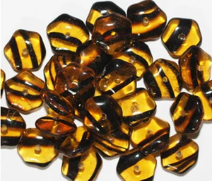 Tortoise Pentagon Czech Pressed Glass Beads 4x10mm (pack of 30) - Picture 1 of 3