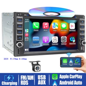 Apple Carplay 2 Din Car Stereo DVD CD Player BT FM AM Radio Head Unit + Back Cam - Picture 1 of 12