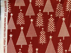 Contempo's Joy Cherry Christmas Tree 100% Cotton Fabric 7/8 yd red - Picture 1 of 4