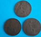 3 X Early 1900's pennies,  dated 1908, 1913, 1928.