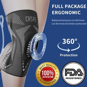 Knee Sleeve Compression Brace Support for Sport Gym Joint Pain Arthritis Relief - Picture 1 of 46