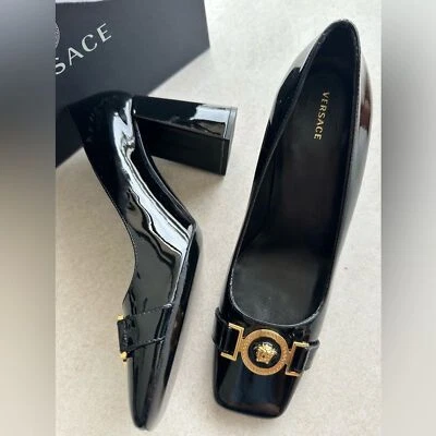 Zapatos de tacón Versace Medusa de charol negro talla 37 nuevos con etiquetas Foto 1 de 4