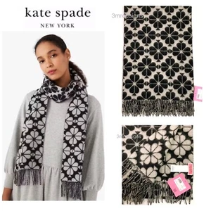 Neu mit Etikett Kate Spade SPATENBLUME 100 % Kaschmir schwarz/anemone langer Schal - $ 248 - Bild 1 von 6