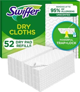 Swiffer Balayage + Vadrouille, Recharge de tampons secs, Non parfumé, 52 ct Poussière de sol - Photo 1 sur 8