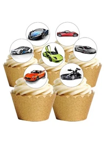 Tortenaufleger schnell Sportwagen Supercar 24 vorgeschnitten essbar Oblate Papier Deko - Bild 1 von 10