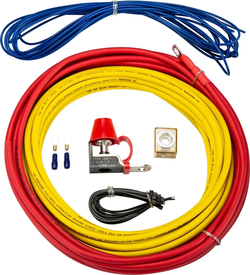 KICKER 47KMPK8 MARINE AUDIO 8 GAUGE/8AWG AMPLIFIER INSTALLATION POWER WIRING KIT - Image 1 of 1