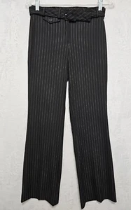 NEW The Limited - Cassidy Fit Black Pinstripe Flare Belted Dress Pants Sz 0 - Picture 1 of 7