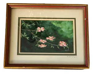 Original Watercolor Carl Salter Pink Dogwood Flowers IT'S SPRING AGAIN Alabama - Picture 1 of 16