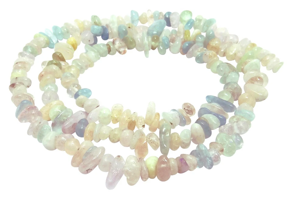 😏 Beryll Morganit mit Aquamarin Splitter-Nuggets ca. 7-12 mm Perlen Strang 😉 - Bild 1 von 1