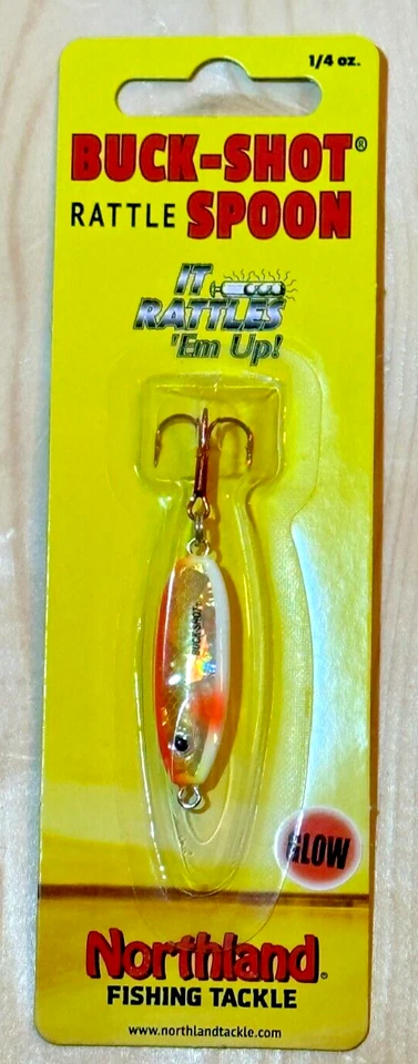 Northland Fishing BUCK-SHOT® RATTLE SPOON, 1/4 oz., Super-Glo-Chub, BRS4-24 - Image 1 of 2