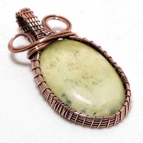 VETEMENTS Ciondolo pietra preziosa avventurina verde fatto a mano regalo filo rame gioielli 2 1" u9