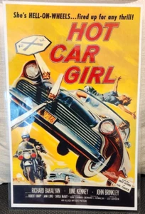 Poster film Hot Car Girl! Laminato personalizzato! Lei è l'inferno sulle ruote! Hot Rod ~ 1958 - Foto 1 di 8
