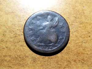 1724 George I Half Penny Likely Circulated in Early America? D11 - Picture 1 of 2