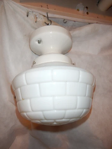Art's & Crafts Mission Bungalow Igloo Shade White Porcelain Fixture Deco Cover