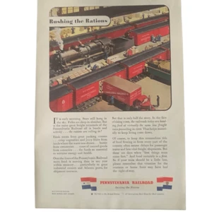 Vintage 1943 Pennsylvania Railroad Rushing the Rations Ad Advertisement - Picture 1 of 5