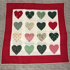 4 yds x 44" Vtg Marti Michell Hearts Patchwork Quilt Cotton Fabric Springs Ind - Picture 1 of 4