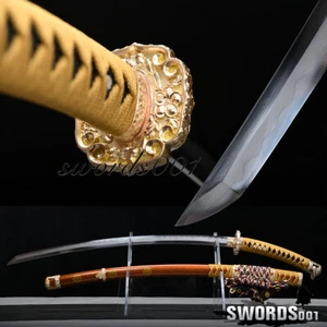 More Curved Tachi Sharp Katana Japanese Samurai Sword Clay Tempered Folded Steel - Picture 1 of 12