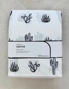 Pottery barn Kids Organic Cactus sheet set Twin Black White desert plant