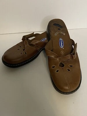 DR SCHOLLS MARGO Gel-Pac Insoles Mule Clog Slides Brown Leather Womens Size 8 - Image 1 of 4
