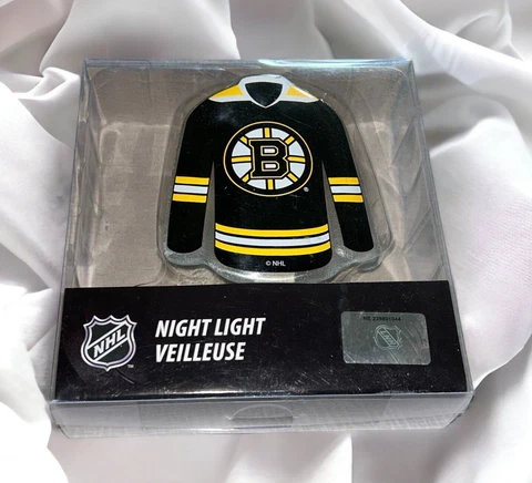Team Sports America Boston Bruins Jersey NHL Glass Night Light NIB Cover