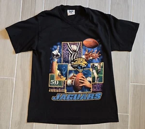 Vintage 90's Nutmeg Lee Sport Jacksonville Jaguars Graphic Print T-Shirt Large - Picture 1 of 12