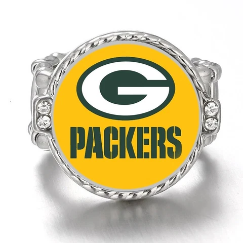 Special Green Bay Packers Silver Women's Crystal Accent Football Ring Gift D12 Cover