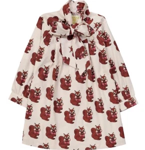 Hugo Loves Tiki Bow Tie Dress Long Sleeve Size 12 Girls Brown Squirrel - Picture 1 of 19