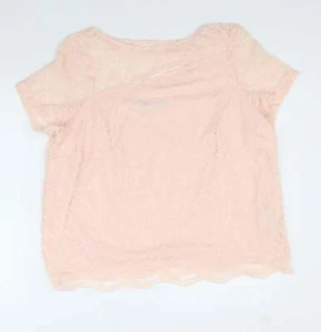 Marks and Spencer Womens Pink Floral Polyester Blend T-Shirt Size 18 - Picture 1 of 12
