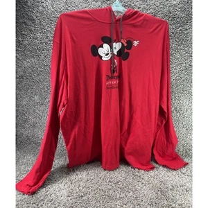 Men’s Disney After Dark Hooded Shirt Red Drawstring Long Sleeve Size 3XL New - Picture 1 of 10