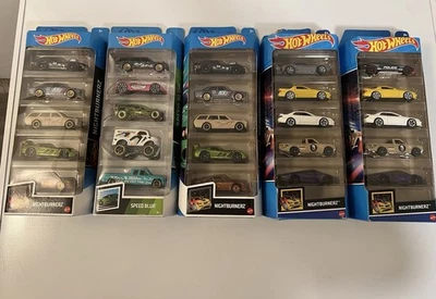 Hot Wheels Lote de 5 Paquetes de Cinco - 25 Coches Juegos Surtidos NightBurnerz - Speedblur Foto 1 de 4