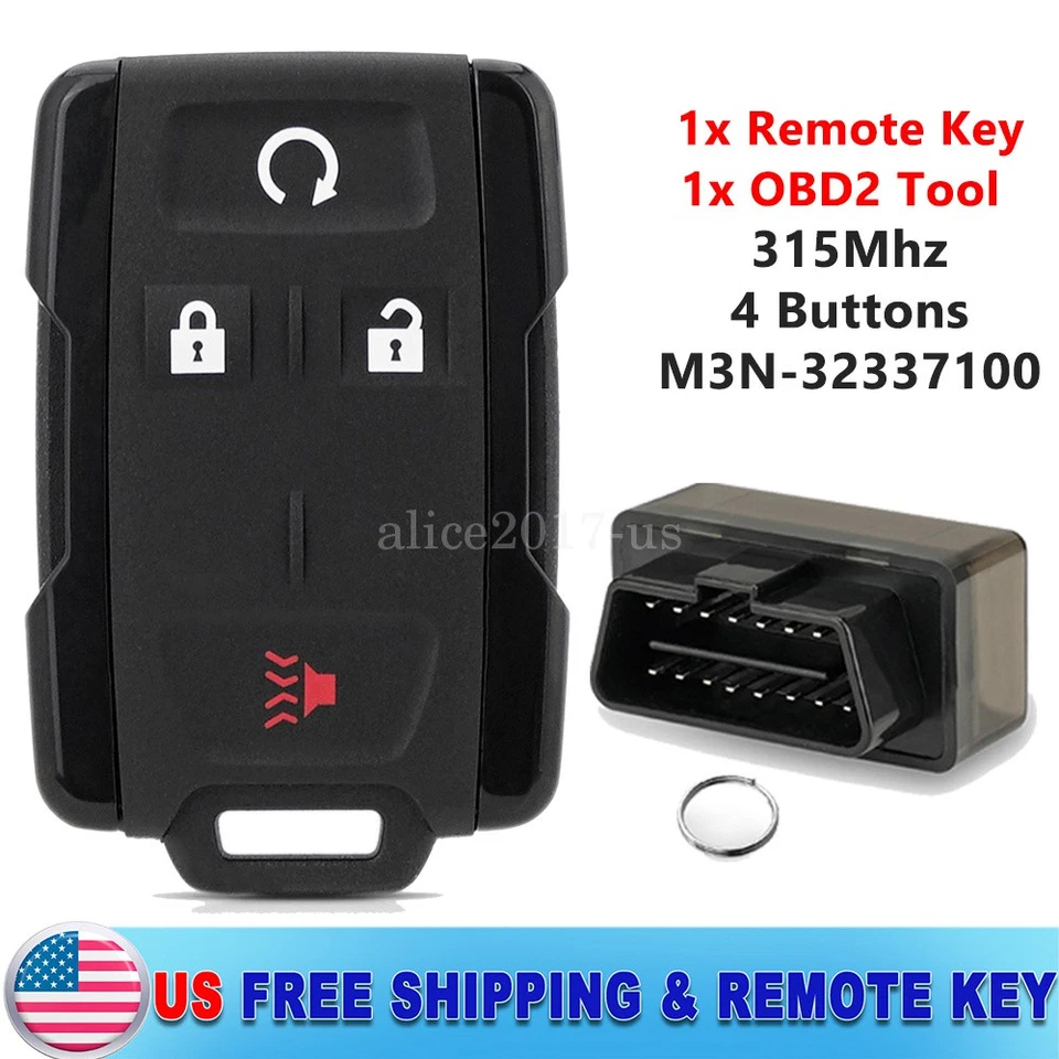 Para 2014 2015 2016 2017 Silverado 1500 2500 3500 HD Mando a distancia Llavero + Herramienta de programa Foto 1 de 4