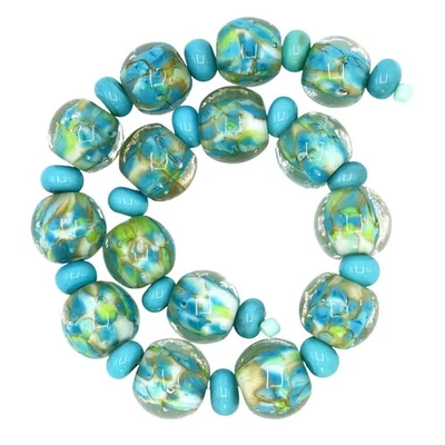 Cuentas de Murano OliveStuart Hechas a Mano 31 Azul/Verde Redondas Foto 1 de 3