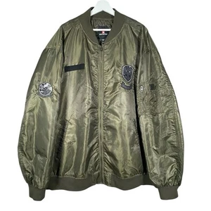 Vintage Y2K Southpole Jacket 5XB Men's Big & Tall Bomber Flight Patches Green - Picture 1 of 15