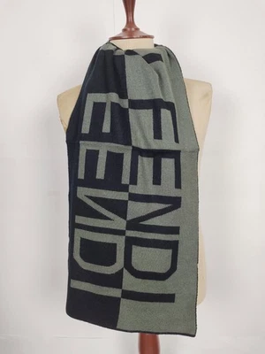 Bufandas bufanda de invierno de lana verde/negro estampadas vintage genuinas FENDI Foto 1 de 4