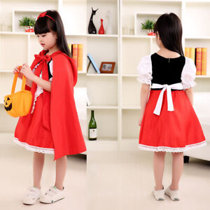Baby Girls Kids Tutu Dress+Cape Cloak FANCY DRESS Little Red Riding Hood Cosplay
