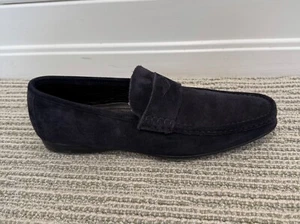 Bruno Magli Navy Blue Suede Loafers with Driver Sole Size 11 - Picture 1 of 4