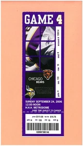 Boleto completo Topps Devin Hester NFL Chicago Bears at Minnesota Vikings 24-09-2006 - Imagen 1 de 2
