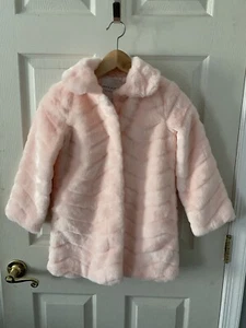 Janie and Jack Girls Pink Faux Fur Coat Size 5 to 6 NWT Winter Party Holiday - Picture 1 of 10
