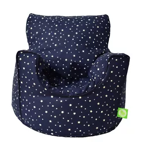 Cotton Navy Stars Bean Bag Arm Chair with Beans Toddler Size From Bean Lazy - Picture 1 of 2