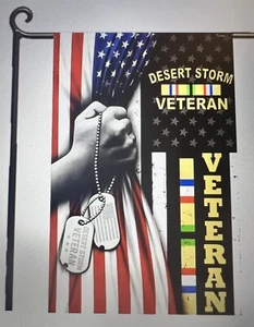 Gartenflagge 12x18 Veteran Desert Storm Militär doppelseitig Handarbeit USA - Bild 1 von 1